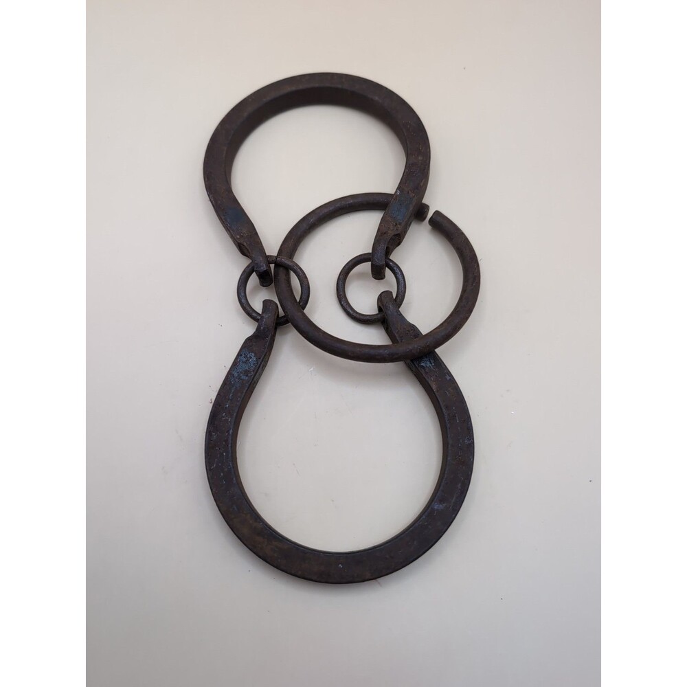 Vintage Metal Horseshoe Ring Mind Trap Game Rustic Blacksmith Cabin Decor Set 